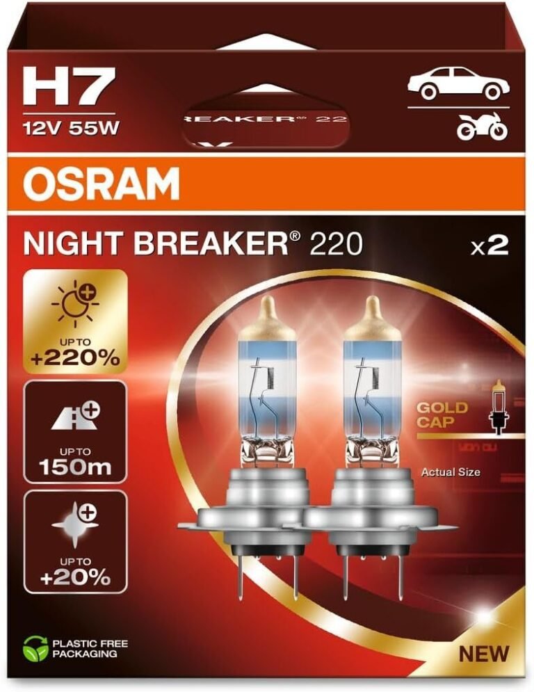 OSRAM NIGHT BREAKER 220, H7, +220% more brightness, halogen headlight lamp, 64210NB220-2HB, Folding Box (2 lamps), white